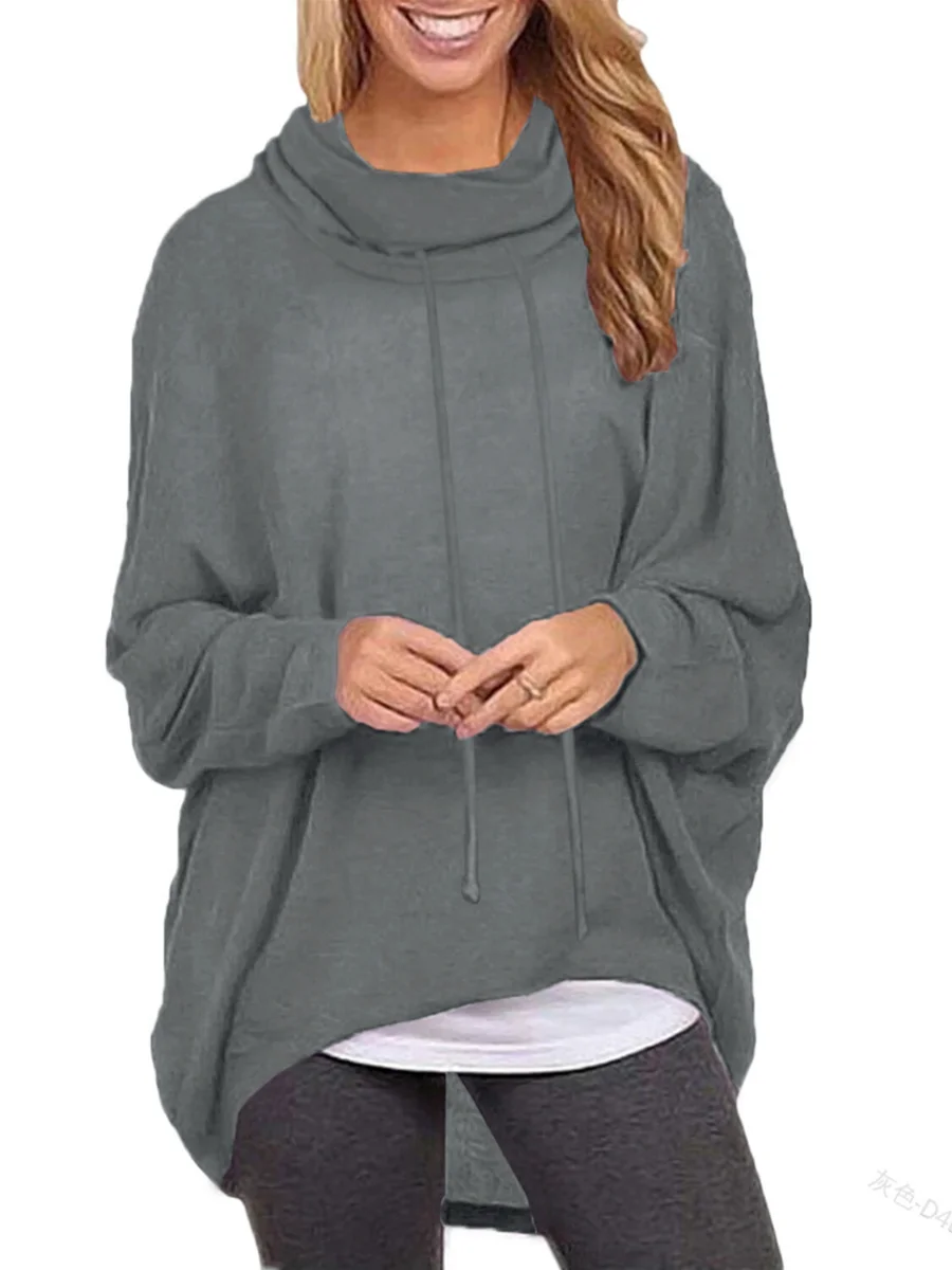

Mandylandy Women Elegant Autumn Loose Sweatshirt Top Fashion Casual Long Sleeve Turtleneck Shirt Top Streetwear