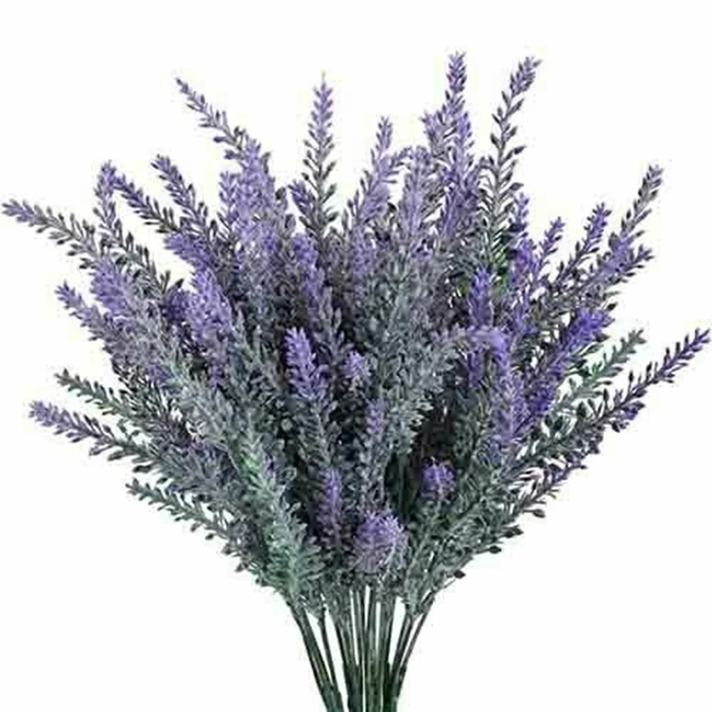 

Artificial Lavender Flowers Plastic Leaves Artificial Flower Fake Plant Silk Flowers For Home Garden Yard Wedding Decor