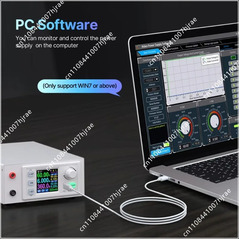 Фото RK6006-C Прецизионный импульсный регулятор напряжения AC-DC, лабораторный источник питания 0-60В 6А, цифровой стабилизатор для зарядки аккумуляторов, обслуживания и тестирования №3