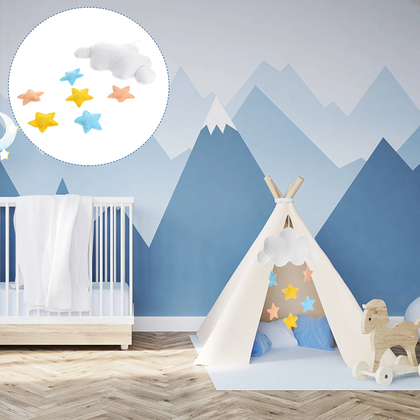 Nursery Crib Mobile Decor Hanging Ceilinginfant Toys Star Mobiles Wind Chimes Stroller Toy