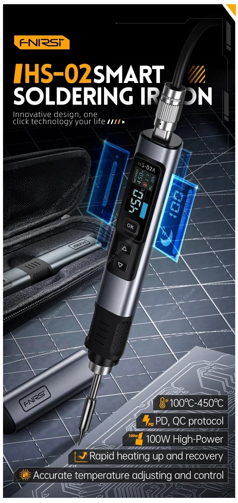 HS-02 Умный электрический паяльник PD100w регулируемый