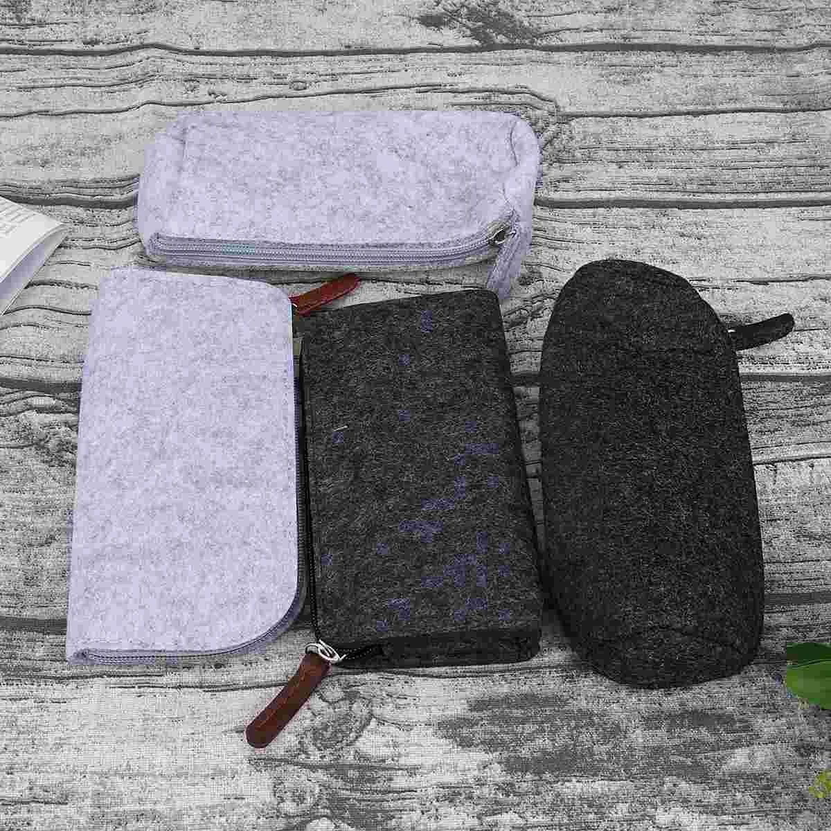 

4 Pcs Pencil Bag Multi-Functional Felt Stationery Storage Bag Pencil Case Pencil Box for Office