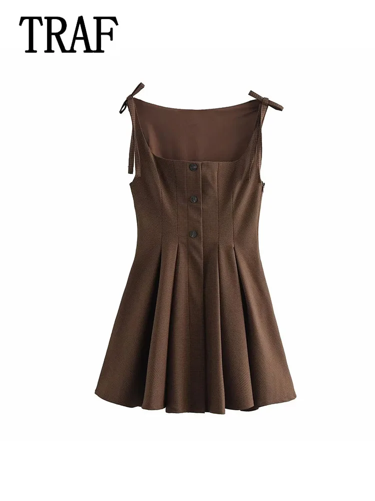 TRAF женское мини-платье без рукавов с открытой спиной в сетку для женщин