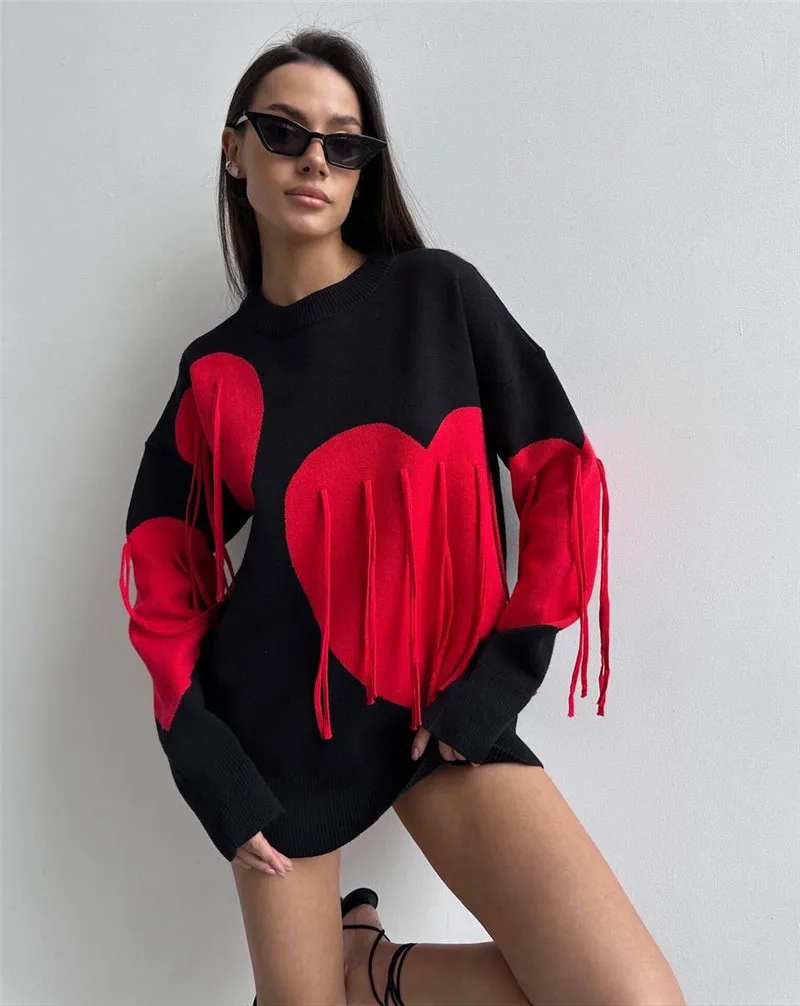 Женский вязаный свитер с бахромой Spifore повседневные свободные пуловеры длинным