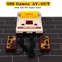 dropshipping retro av out tv game console support 132 cartridge with 2 wired gamepads built in 500 games fc compact