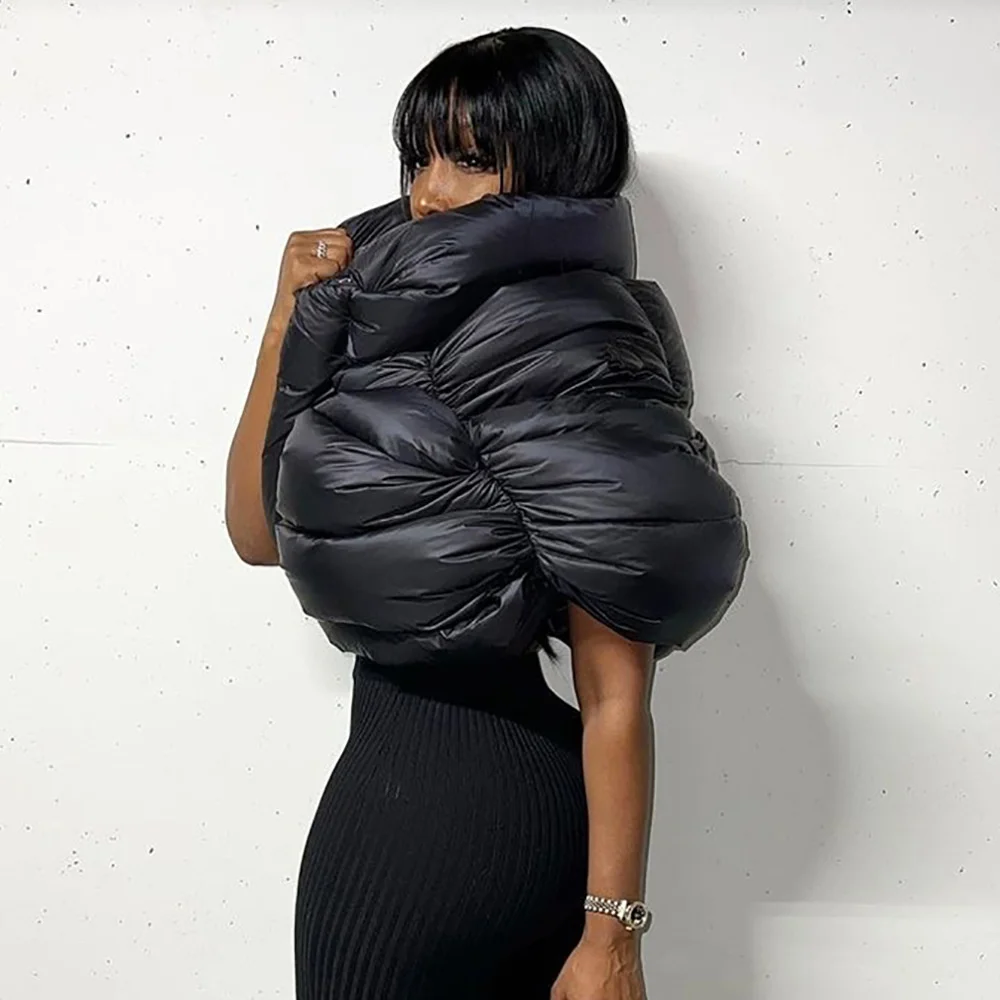 Fall Winter Solid Down Coat Puffer Jacket and Coats for Women Bubble Outerwear Cropped Outwear Oversized Clothing