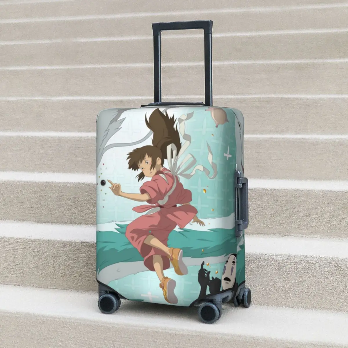 

Spirited Away Chihiro No Face Suitcase Cover Haku Dragon Water Cruise Trip Vacation Practical Luggage Case Protector