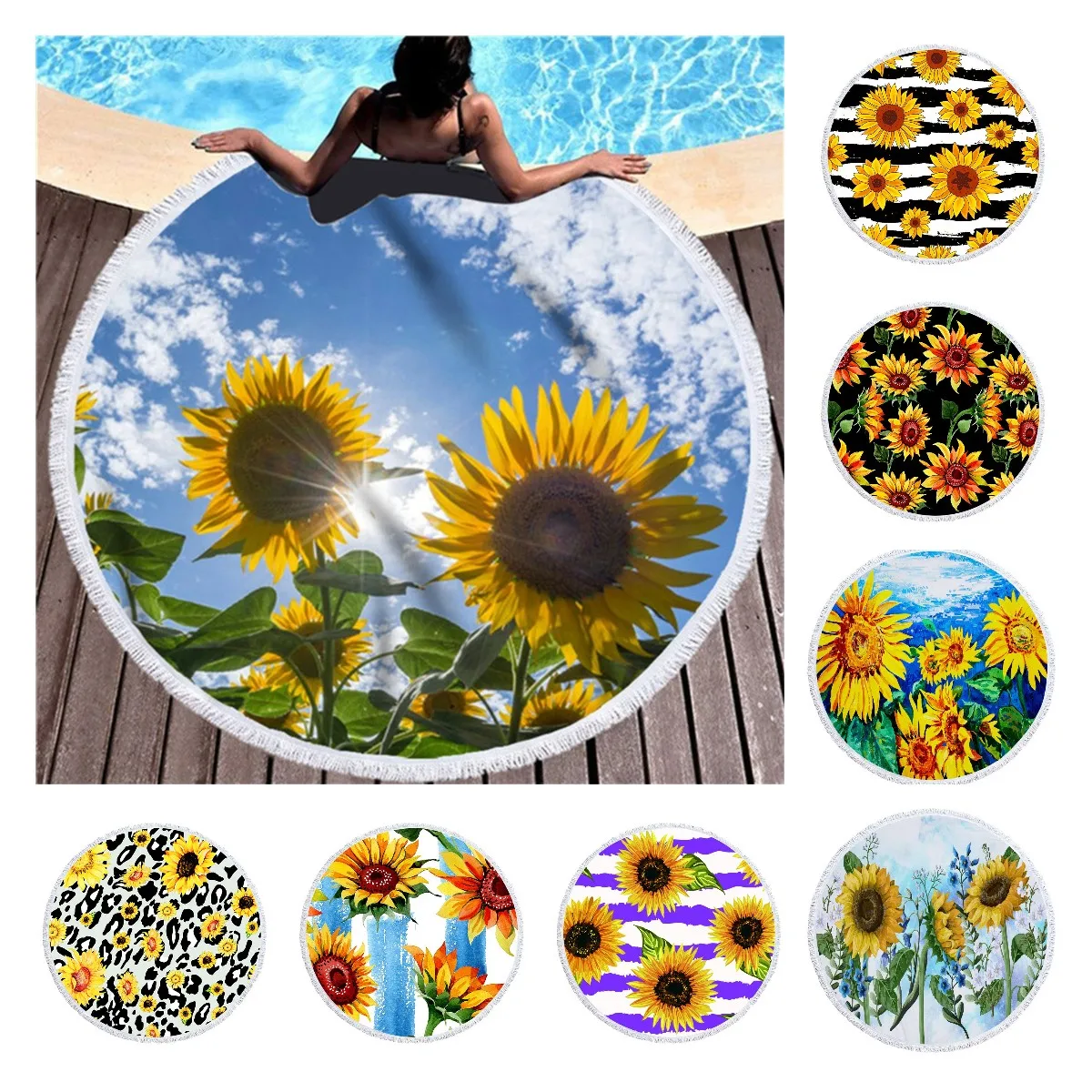 

Пляжное полотенце Sunflower, коврик для йоги, банное полотенце, летний коврик для пикника с 3D принтом и цветами, 150*150 см, пляжное полотенце на зака...