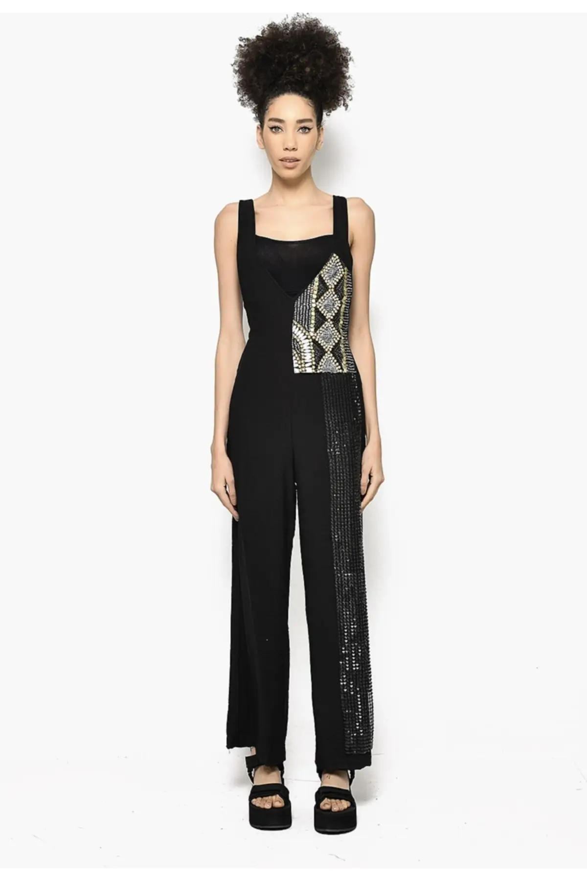 

Women's Overalls Stone Design suspenders Jumpsuit Hot Style Quality Fabric Sleeveless Baggy Trousers Casual Jumpsuit