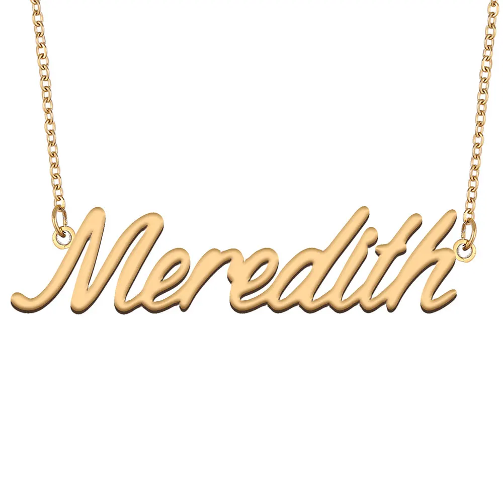 

Meredith Name Necklace for Women Stainless Steel Jewelry Gold Color Nameplate Pendant Collares Para Mujer Letters Choker