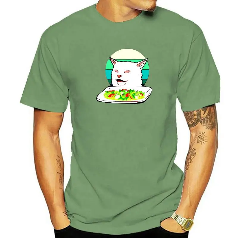 

many summer crew neck cotton t-shirts short sleeve tees Angry Women Yelling At Confused Cat new arrived mens brand teeshirt