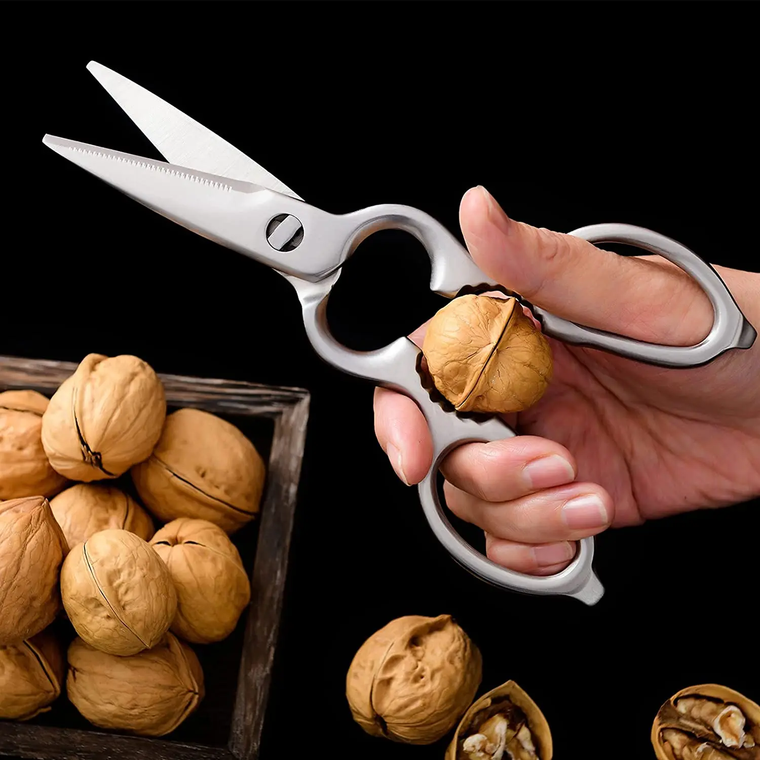 

Многофункциональные кухонные ножницы, моющиеся ножницы из нержавеющей стали для орехов, куриных костей, овощей, съемные ножницы