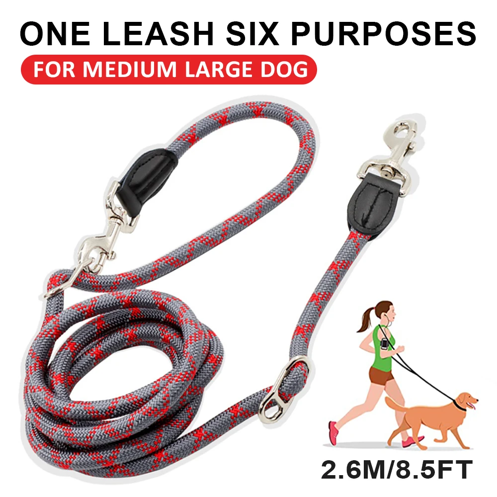 

YOKEE Dog Training Leash Reflective Double Head Adjustable Pet for Medium Large Dog Straps Running Free Hands Nylon Rope Walks