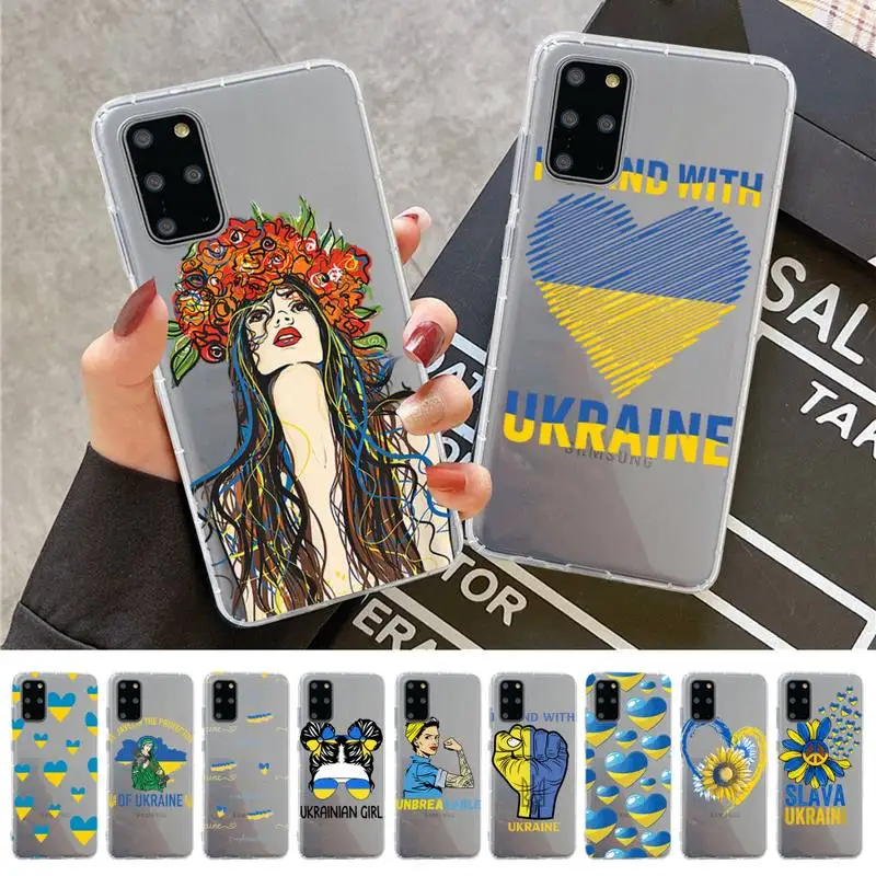

YNDFCNB Ukraine Flag Pattern Phone Case for Samsung A51 A52 A71 A12 for Redmi 7 9 9A for Huawei Honor8X 10i Clear Case