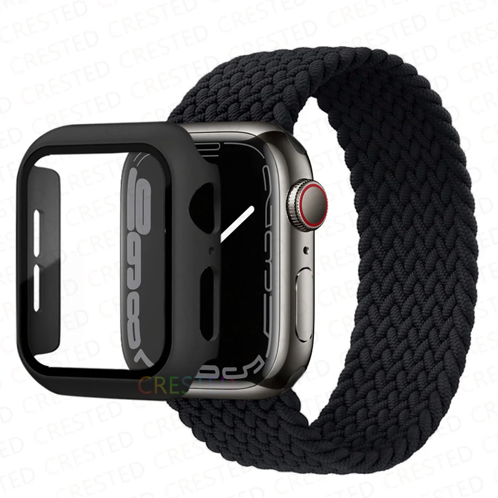 

case+Strap For Apple Watch band 45mm 44mm 41mm 40mm 45 44 mm cover correa braided solo loop bracelet iWatch series 4 5 6 SE 7 8