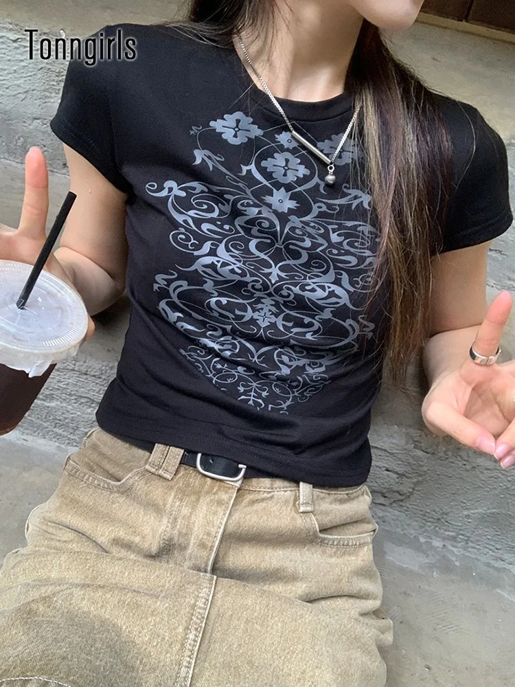 

Женская футболка с коротким рукавом, футболка с винтажным принтом, в стиле Харадзюку, с изображением феи, мусора, базовая летняя одежда для девочек