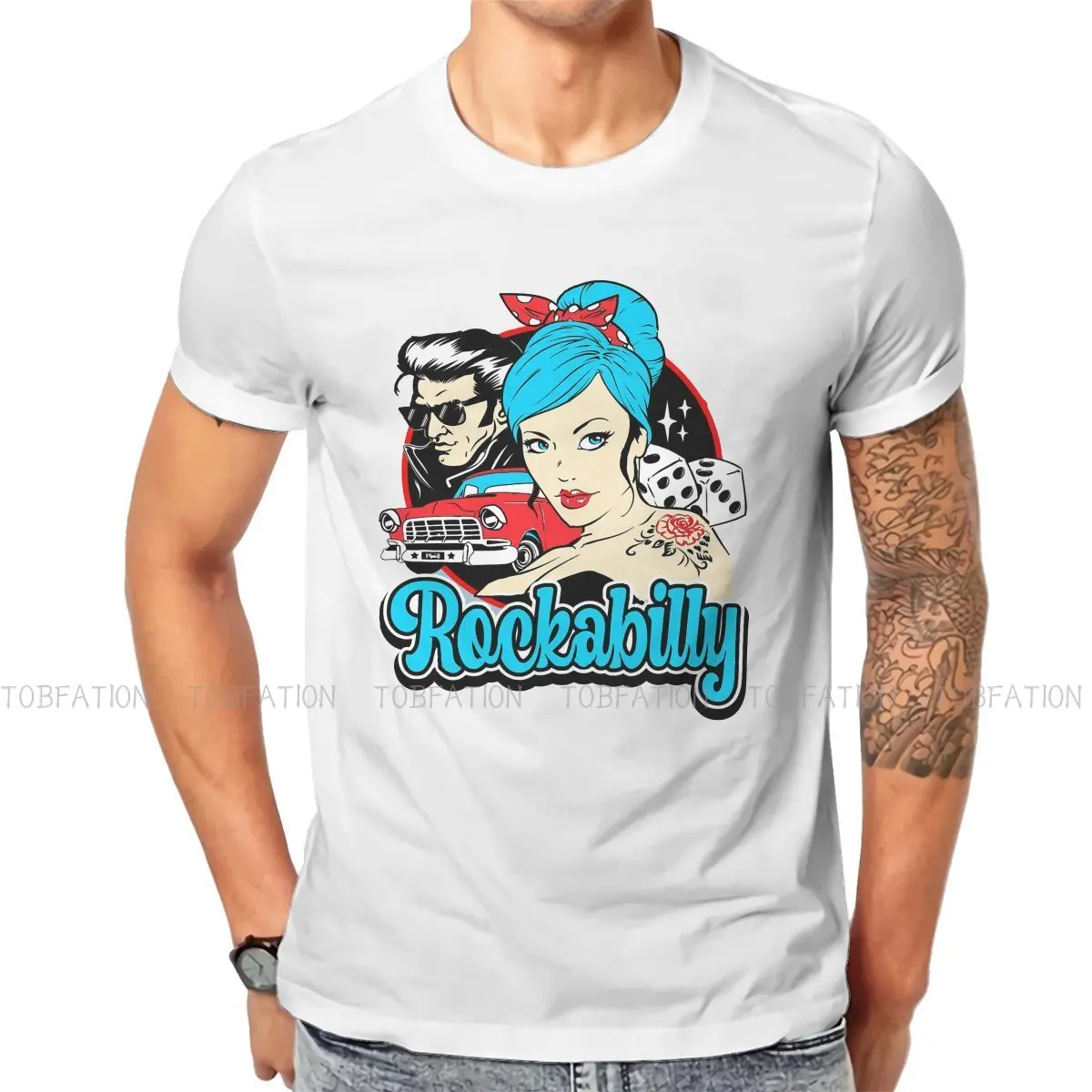 

Rockabilly Pin Up Girl 50s Sock Hop Party Rock and Roll T Shirt Harajuku Alternative Tshirt Large O-Neck Men Clothing