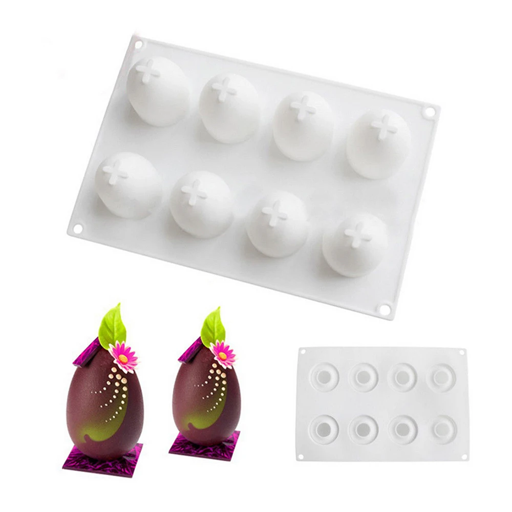 

8 Cavities Easter Egg Shape Cake Mold Mousse Fondant Chocolate Decorating Cake Jelly Silicone Molds Kitchen Baking Moulds