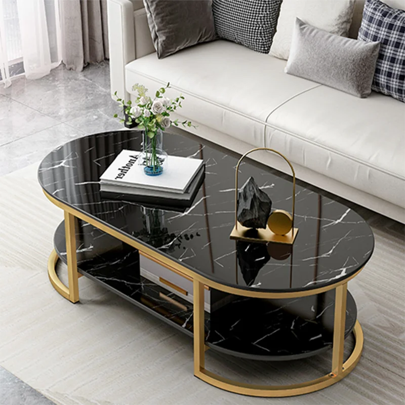 

Gold Bedroom Design Luxury Coffee Console Tables Living Room Storage Round Marble Coffee Nightstands Mesas Bajas Home Furniture