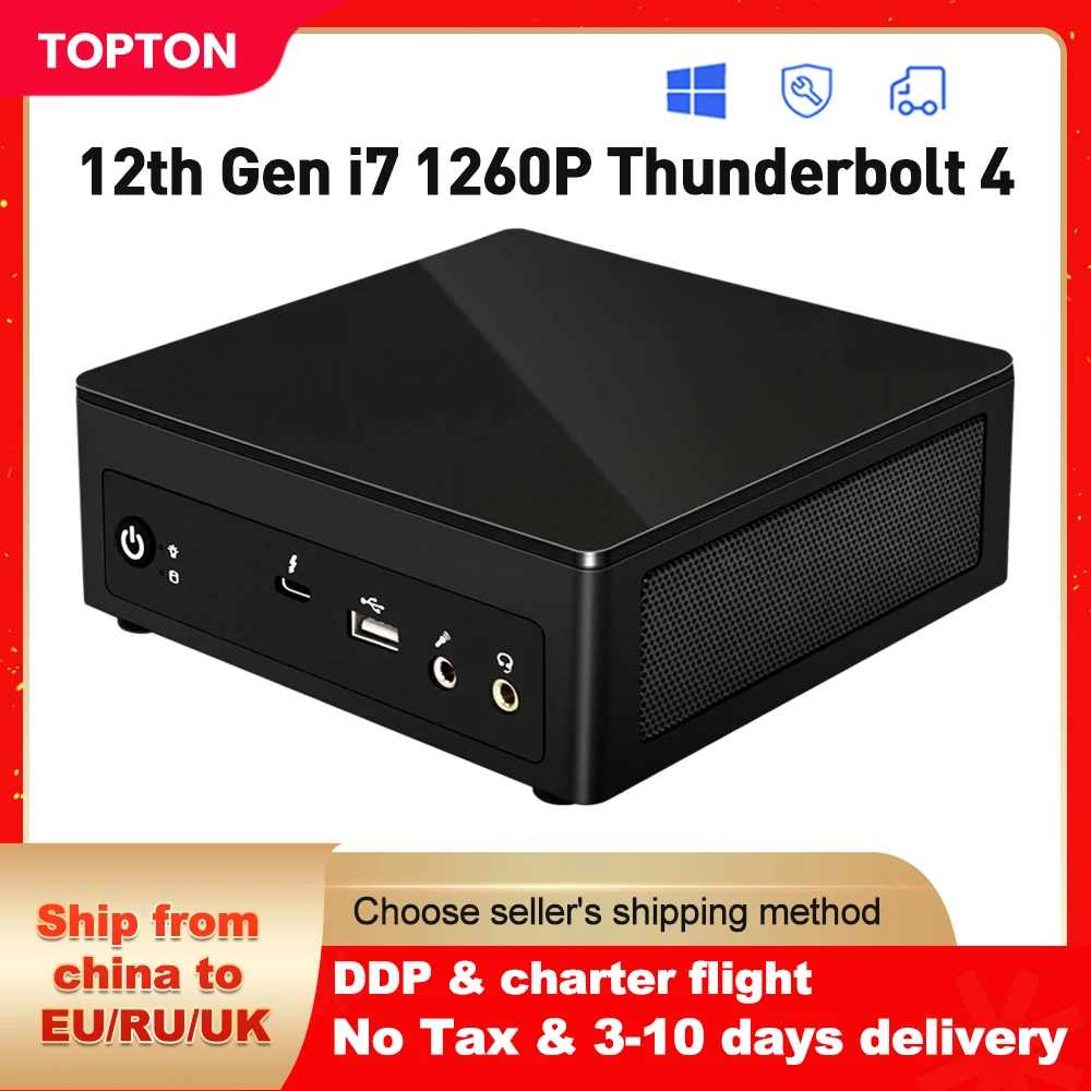 

Topton NUC мини-ПК 12-го поколения i7 1260P i7 1165G7 Windows 11 Thunderbolt 4 2 * DDR4 NVMe SSD игровой компьютер 2 * HDMI2.0 DP 8K HD HTPC