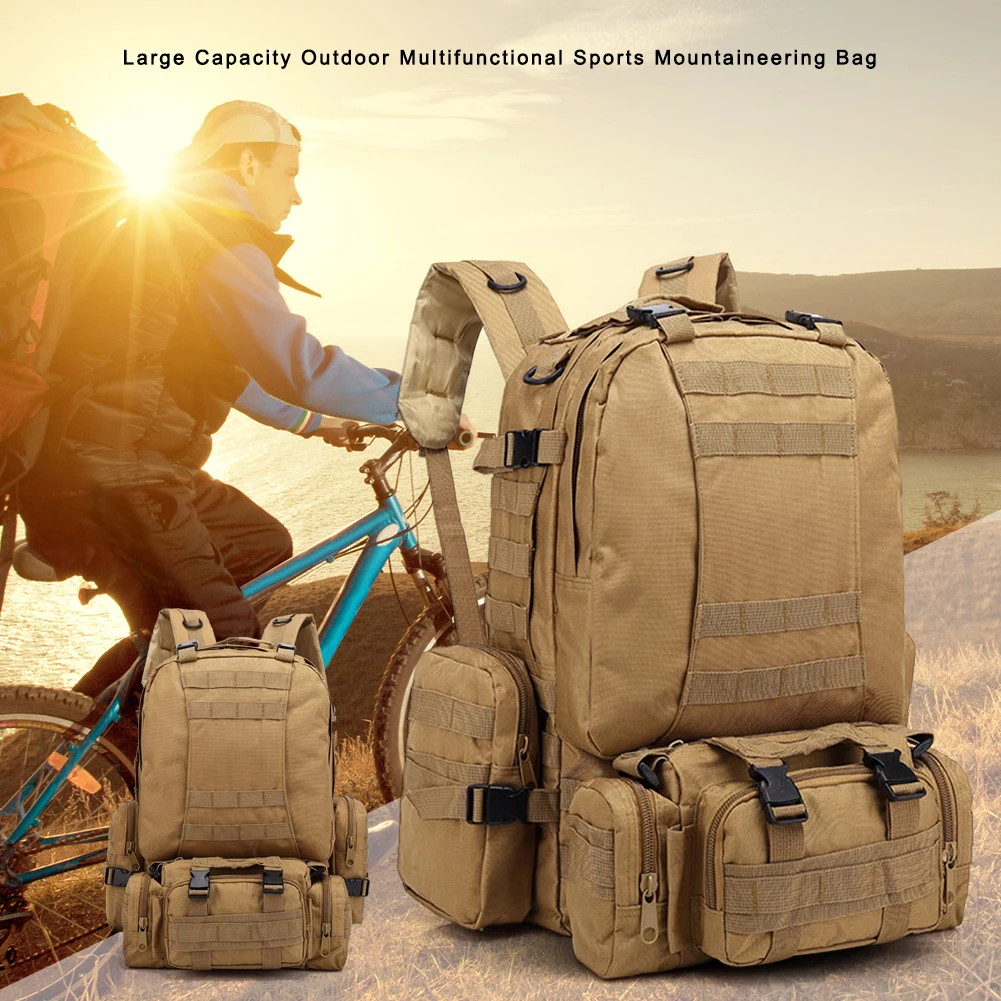 

55L Nylon Outdoor Molle Backpack D-shaped Hook Camouflage Sport Camping Travel Hiking Trekking Fishing Camping Equipment