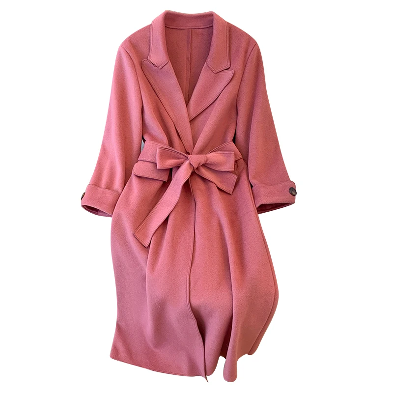 SuperAen розовое шерстяное пальто в корейском стиле женские осенне-зимние новые