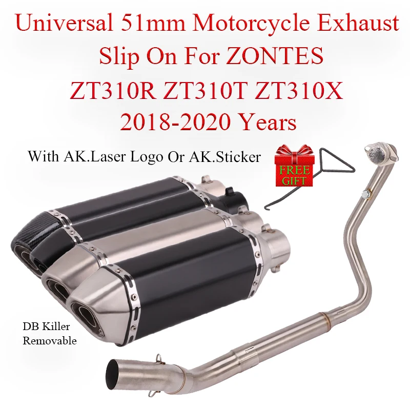 

Universal 51mm Motorcycle Exhaust Muffler Slip On For ZONTES ZT310R ZT310T ZT310X 2018-2020 Years Escape Moto DB Killer