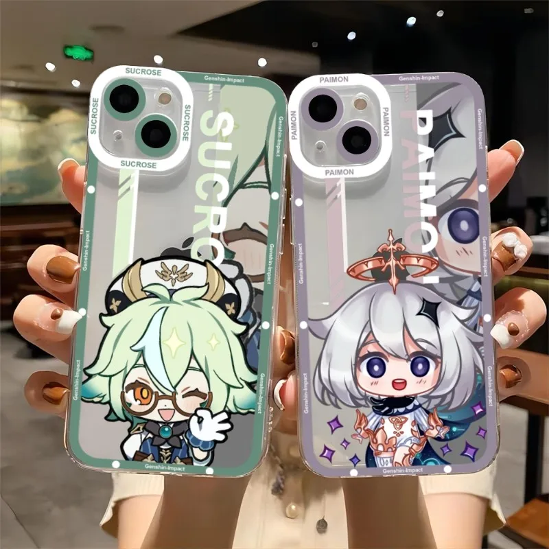 

Genshin Impact Sucrose Paimon Phone Case Telefoon For IPhone 14ProMax 13 14 12 11 Pro Max Mini Transparent Fundas Soft Cover