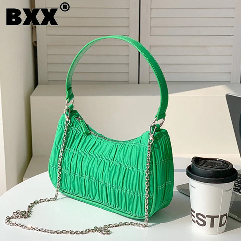 

[BXX] Candy Color Handbag For Women 2023 New Fashion Crossbody Chain Bag Pleated Shoulder Underarm Bags Versatile Female 8AB360