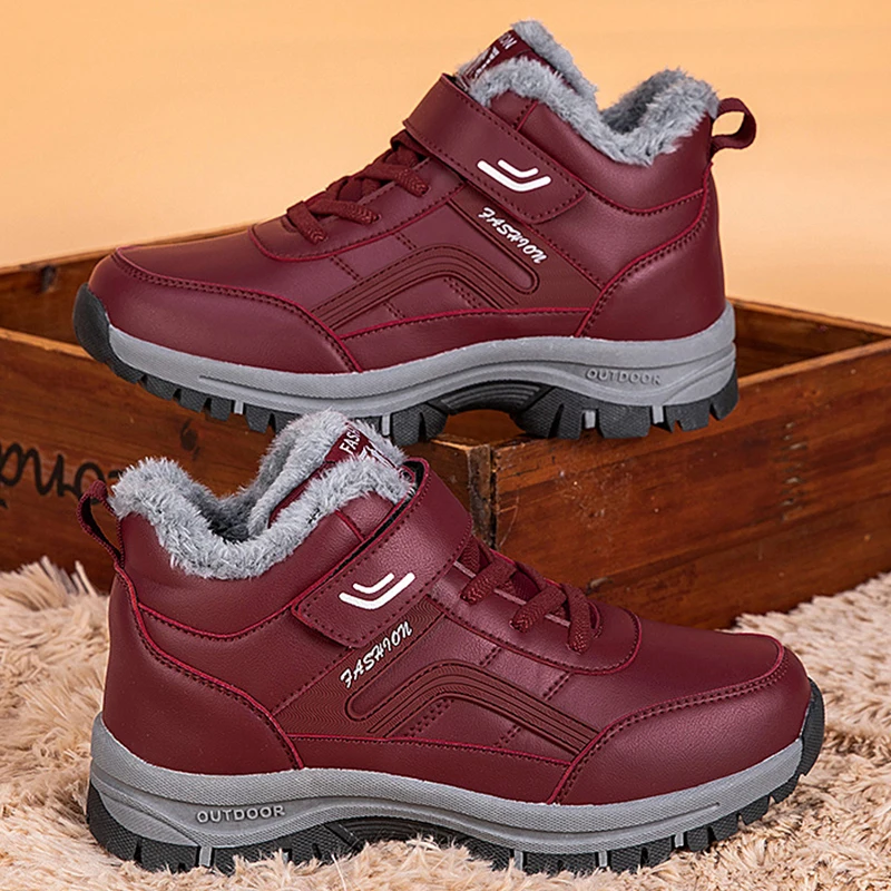 

Winter Snow Boots Couple Cotton Boots Large Size Waterproof Boots Plush Warm Sports Shoes Outdoor Ankle Snow Work Cotton Boots