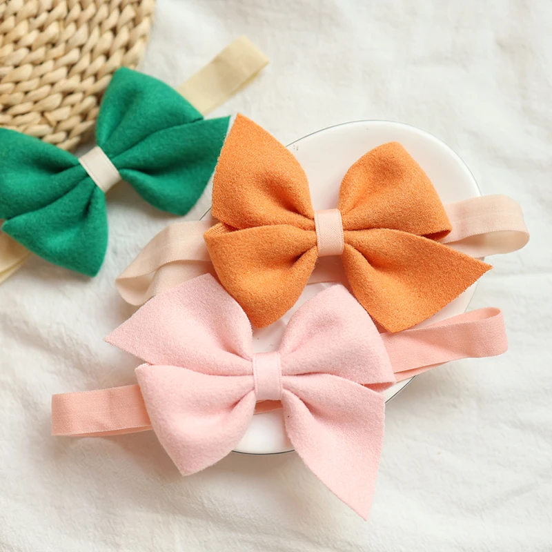 

5Pcs/Lot Soft Wool Felt Big Bowknot Headband for Baby Photo Props Party Hairbands Girls Festival Hair Accessories Headwear
