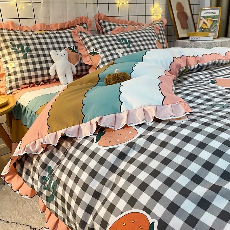 

Комплект постельного белья для девочек, домашний текстиль, двойное покрывало, пододеяльник, наволочки, простыня или покрывала, с мультяшным...