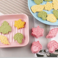 useful press type eco friendly household pinecone maple leaf biscuit cutter bakeware cookie press mould cookie mold 8pcs