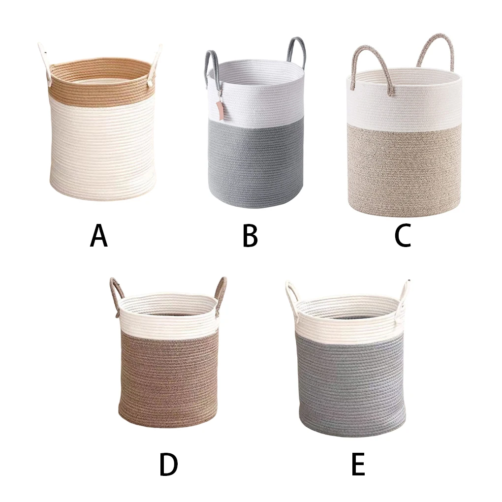 

Корзина для белья из хлопкового шнура, вместительная сумка для одежды и игрушек, органайзер, корзина для стирки одежды с ручкой, тип 3