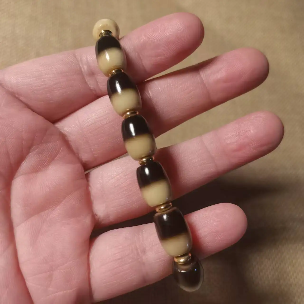 Цвет слоновой кости бусины Дзи браслет полоски тотемы натуральный агат Цзи