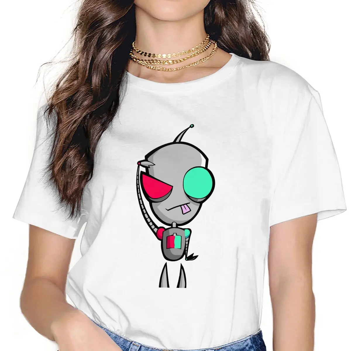 

Gir TV Play Invader Zim Women T Shirt Fibre Fashion O-Neck TShirt