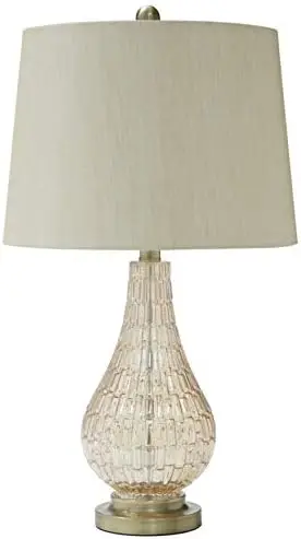 

Contemporary 25" Curved Glass Table Lamp, Champagne