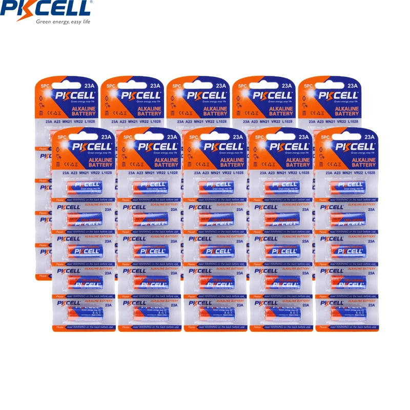 

50PCS PKCELL A23 12V Alkaline Battery 23A 23GA A23S E23A EL12 MN21 V23GA LRV08 For Wireless Doorbell Alarm Remote Control Toy
