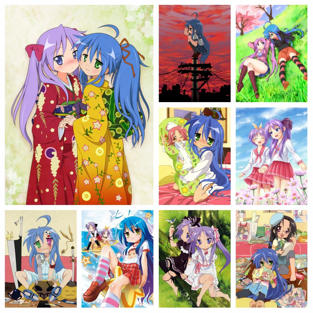 

DIY Lucky Star Anime Diamond Painting Accessories Cartoon Izumi Konata Cross Stitch Embroidery Picture Mosaic Bedroom Home Decor