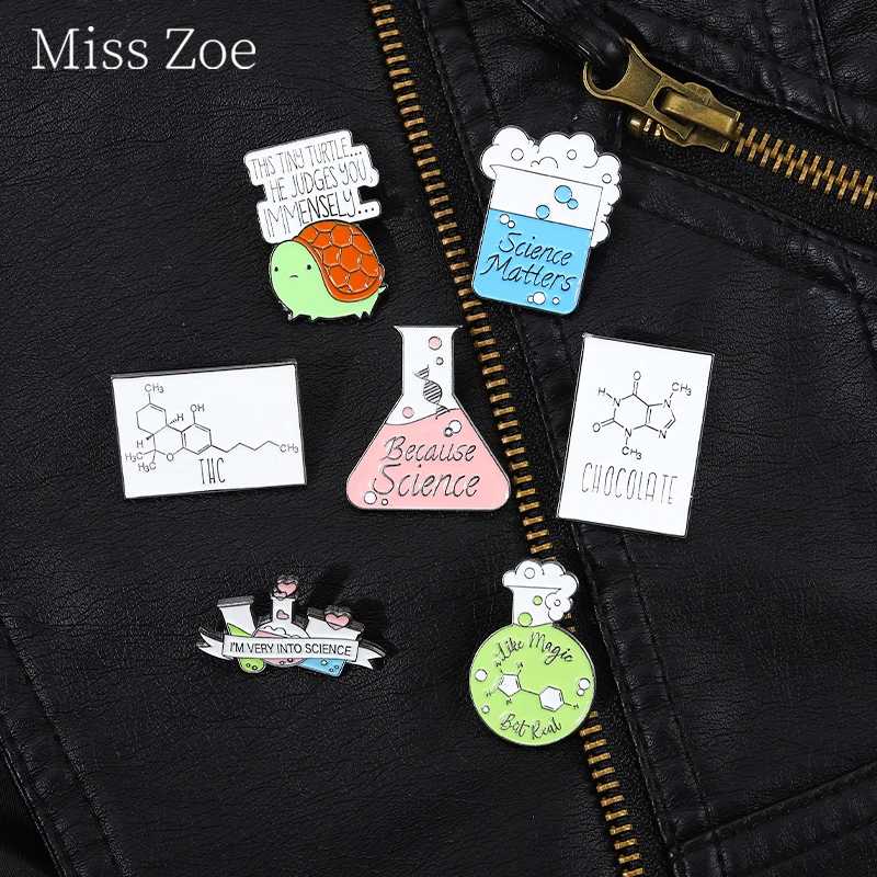 

Science And Chemistry Enamel Pins Molecular Project Brooches Experiment Beaker Lapel Badges Scientist Jewelry Gift For Friends