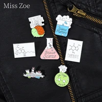 science and chemistry enamel pins molecular project brooches experiment beaker lapel badges scientist jewelry gift for friends