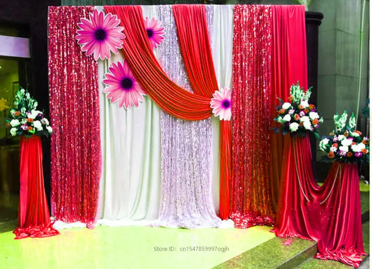 

Free Shipping Wedding Backdrop Sparkly Photo Booth Backdrop Gold Sequin Fabric Gold Wedding Curtain with Detachable Swag