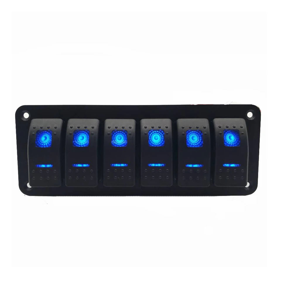 

6 Gang 12/24V LED Toggle Switch Panel Waterproof Circuit Breaker Switch ON-OFF Rocker Switch Panel For Marine Caravan RV