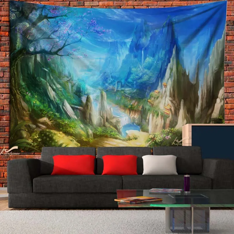 

Сказочный лес, искусственное дерево, тематический фон, волшебный пейзаж, гобелен для гостиной, спальни, домашний декор