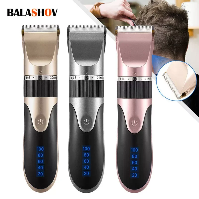 Ceramic Blade USB Wireless  Hair Clipper Low Noise Hair Trimmer Length Adjustable Fine Tuning Barber Hair Cutting