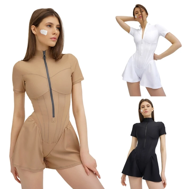 

Fashion Jumpsuit for Women Short Romper with Long Sleeves and Bodycon Fit Summer Short Sleeve Romper Casual Playsuit