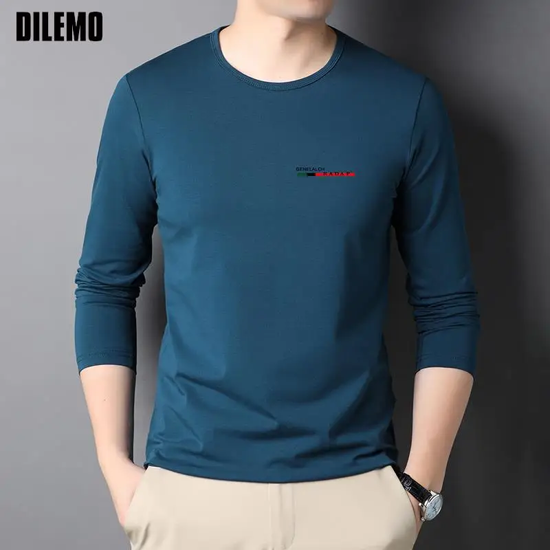 

Top Quality 95% Cotton Designer New Fashion Brand T-Shirt Mens Tshirt 2023 Long Sleeve Plain Elastane Tops Casual Men Clothing