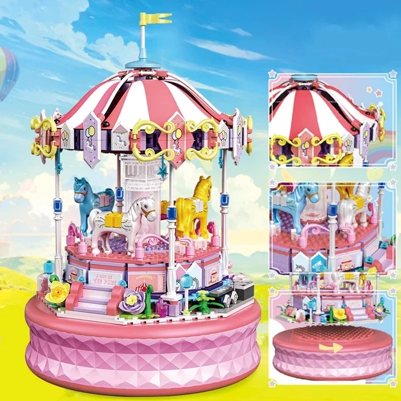 Карусель колесо обозрения музыкальная шкатулка строительные блоки детские