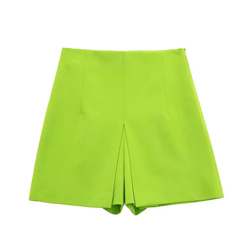 

Nlzgmsj ZBZA Women 2022 Fashion Spring Summer Short Women Temperament Green Sexy High Waist Skirt Shorts Women 202202