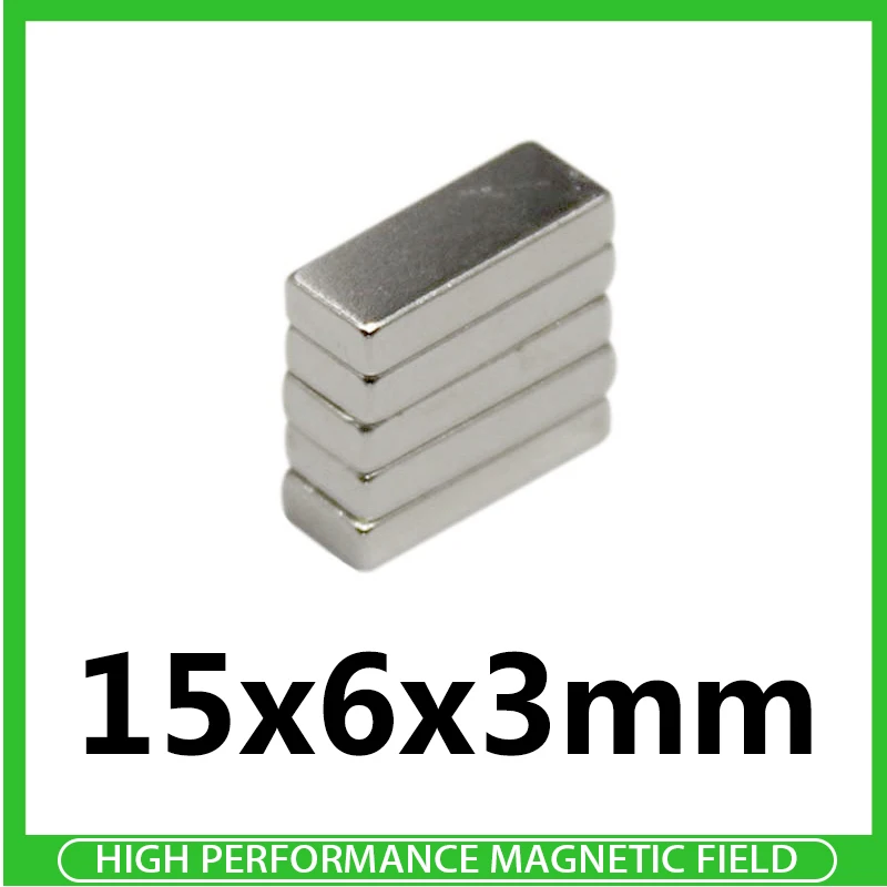 

10~500PCS 15mm x 6mm x 3mm N35 Strong Rare Earth Magnet Thick 3mm Block Rectangular Magnetic NdFeB Permanent Neodymium Magnets
